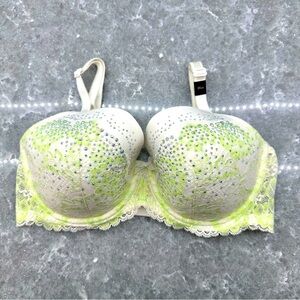 ‘Dream Angels’ Studded Green & White Underwire Demi Bra